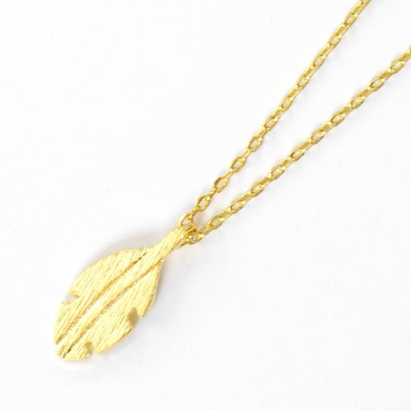 GOLD DIPPED CZ LEAF PENDANT NECKLACE