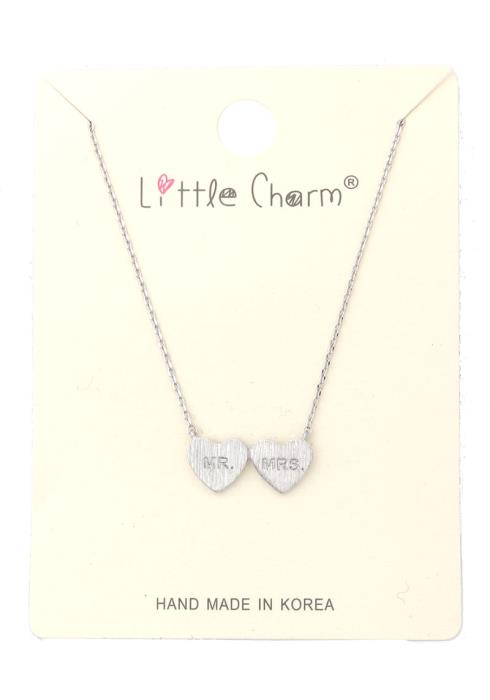 MR & MRS HEART CHARM NECKLACE