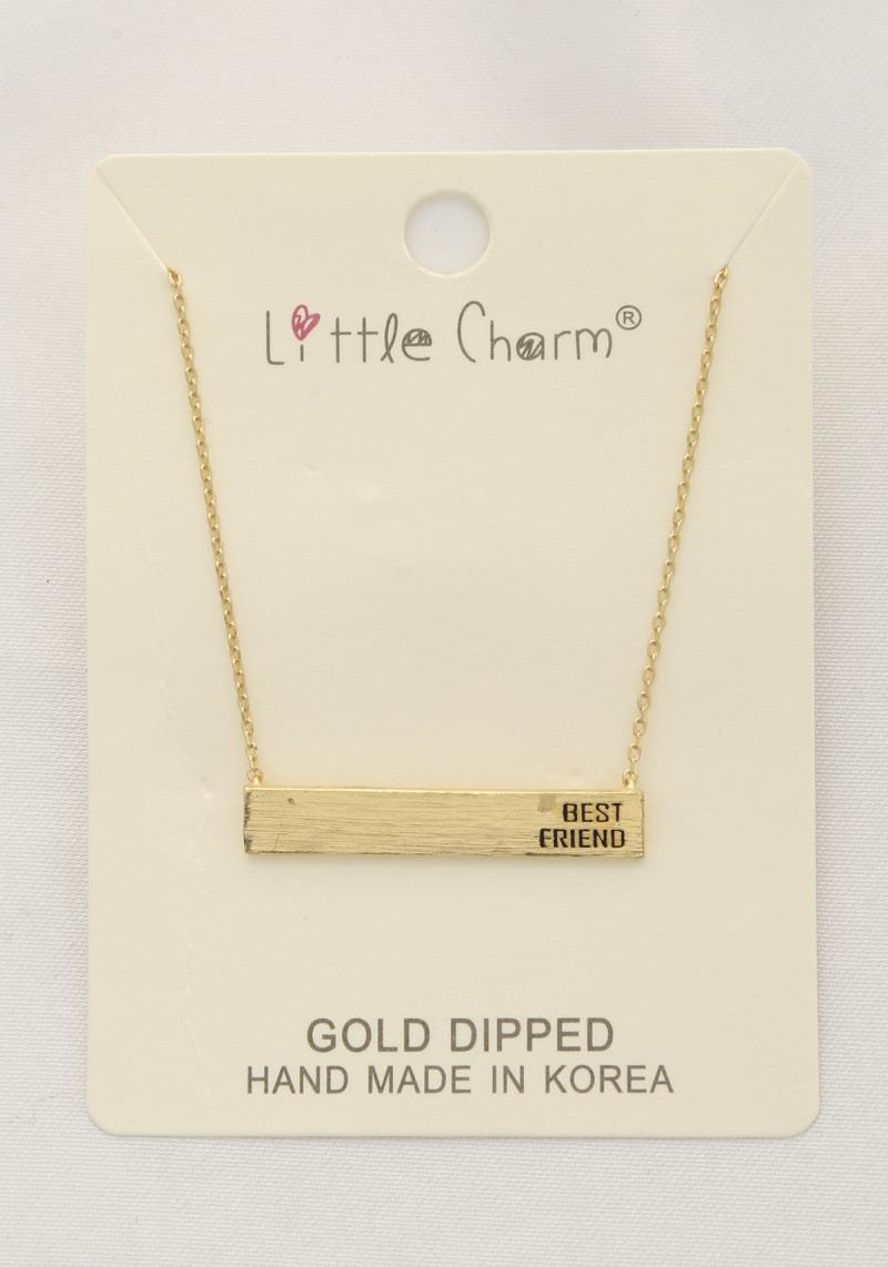 BEST FRIEND METAL BAR GOLD DIPPED NECKLACE