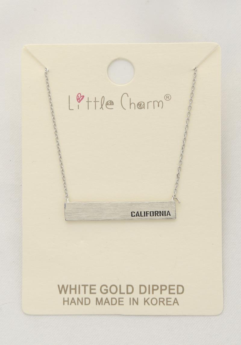 CALIFORNIA METAL BAR WHITE GOLD DIPPED NECKLACE