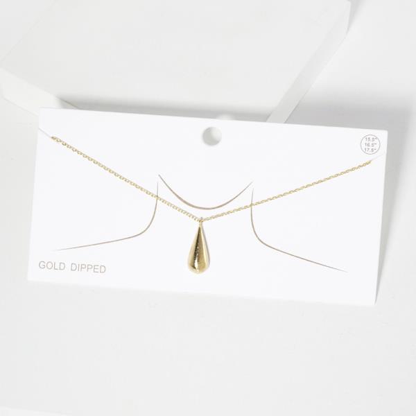 GOLD DIPPED TEARDROP PENDANT NECKLACE