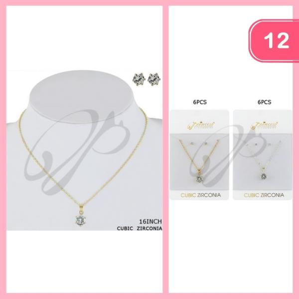 CUBIC ZIRCONIA PENDANT NECKLACE (12 UNITS)