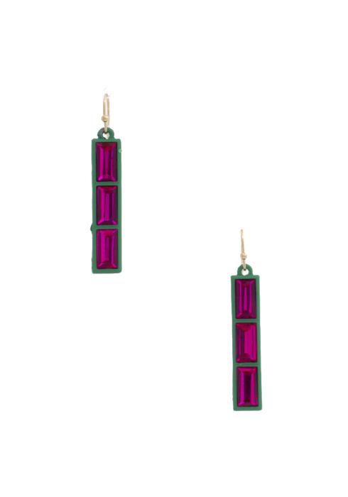 RECTANGLE CRYSTAL EARRING