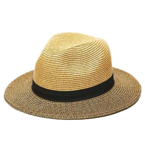 TWO TONE FASHION PANAMA FEDORA HAT