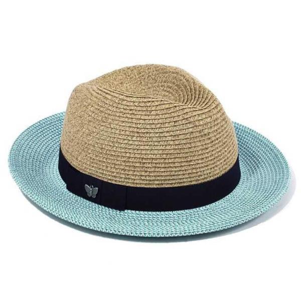 TWO TONE FASHION PANAMA FEDORA HAT