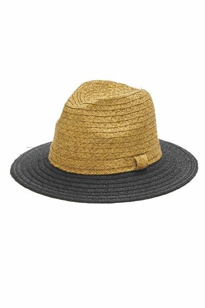 FASHION STRAW TWO TONE PANAMA HAT