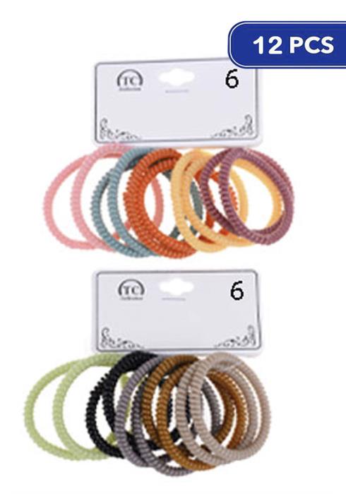 FASHION THIN SPIRAL HAIR TIE 10 PC SET (12 UNITS)