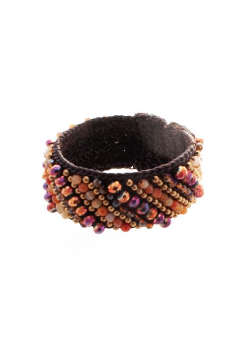SEED BEAD INSIDE THREAD OPEN CUFF BRACELET