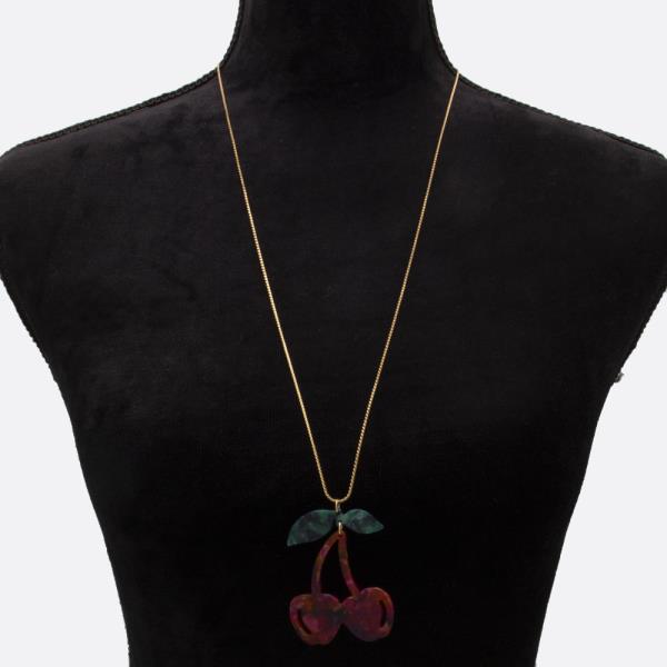 CHERRY PENDANT ADJUSTABLE NECKLACE