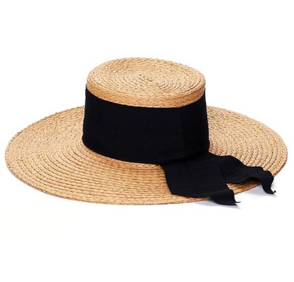 BOATER HAT WITH BLACK BOW