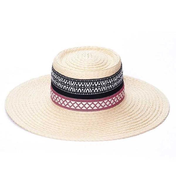 NATURAL WOVEN BOATER HAT