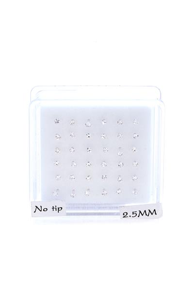 2.5 MM CZ STONE STERLING SILVER NOSE STUD STRAIGHT TIP (36 PC)