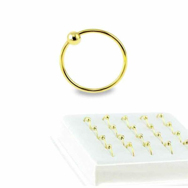 22 GAUGE STERLING SILVER GOLD PLATED NOSE HOOP (20 PC)