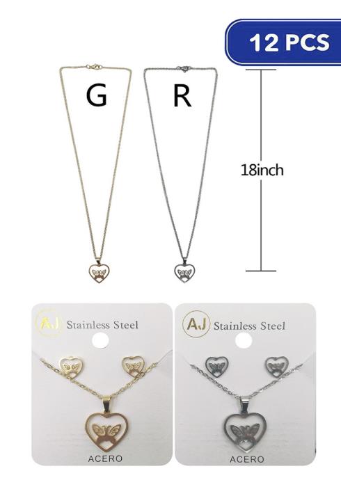 STAINLESS STEEL HEART PENDANT NECKLACE (12 UNITS)