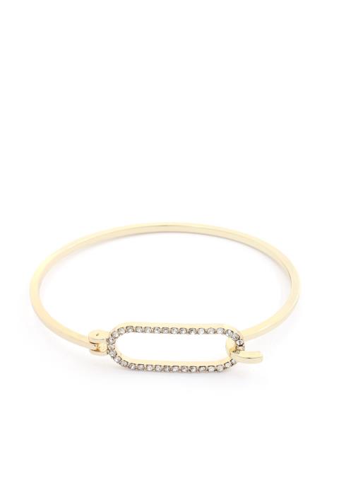 OVAL RHINESTONE EDGE METAL BRACELET