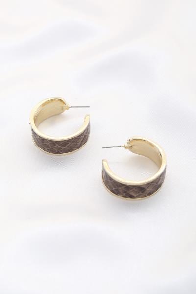 SNAKE PATTERN EDGE OPEN HOOP EARRING