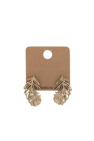 FEATHER SHAPE METAL EARRING