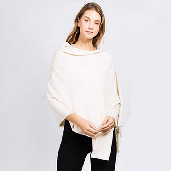 CHIC STYLISH CHENILLE SOLID COLOR PONCHO