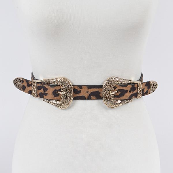 DUAL LEOPARD BUCKLE BELT.