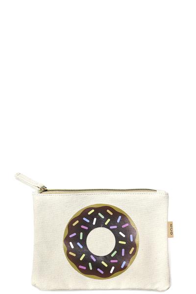 Donut print canvas pouch