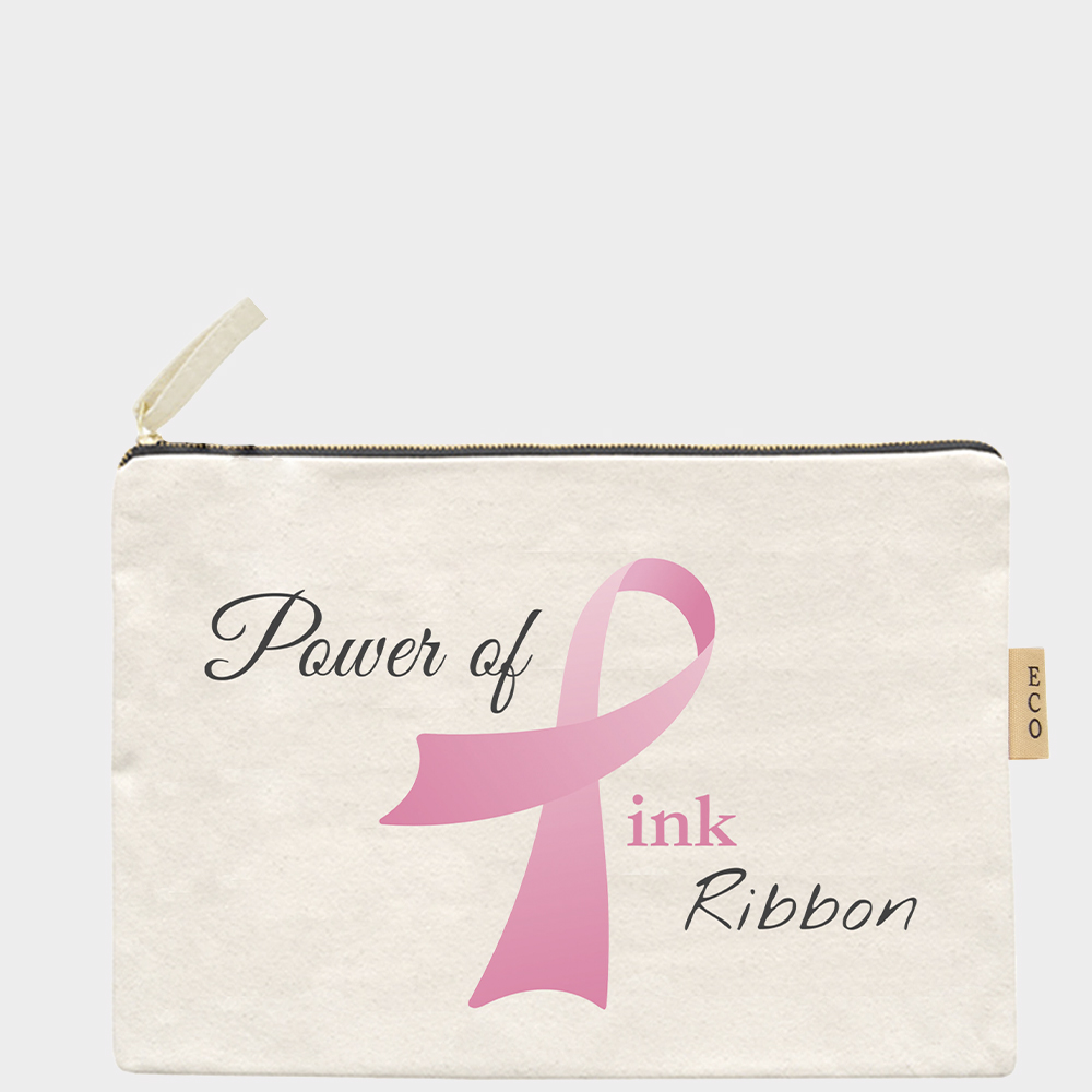 BREAST CANCER POWER OF PINK RIBBON CANVAS CLUTCH BAG