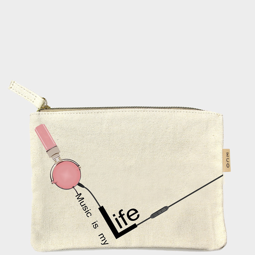 MUSIC IS MY LIFE CANVAS CLUTCH BAG