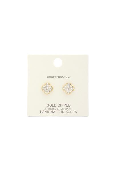 QUATREFOIL SHAPE WHITE GOLD DIPPED EARRING