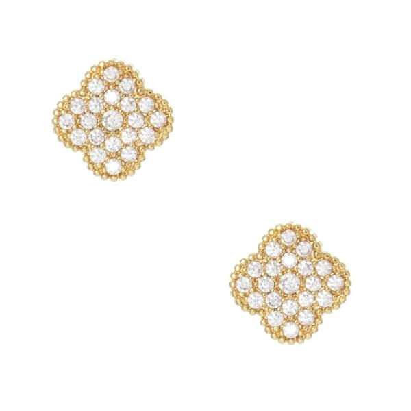 QUATREFOIL SHAPE WHITE GOLD DIPPED EARRING