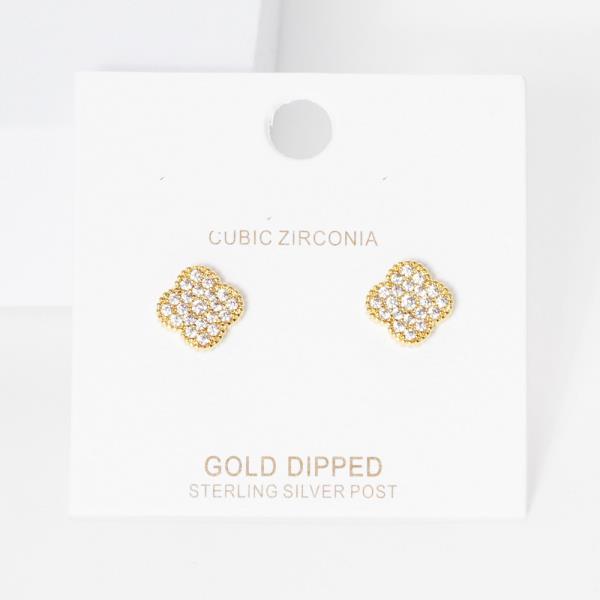 QUATREFOIL SHAPE WHITE GOLD DIPPED EARRING