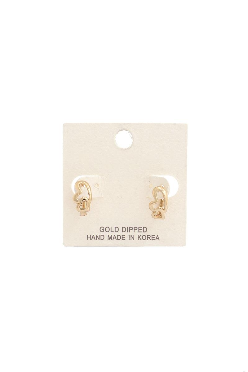 DAINTY DOUBLE HEART HUGGIE EARRING