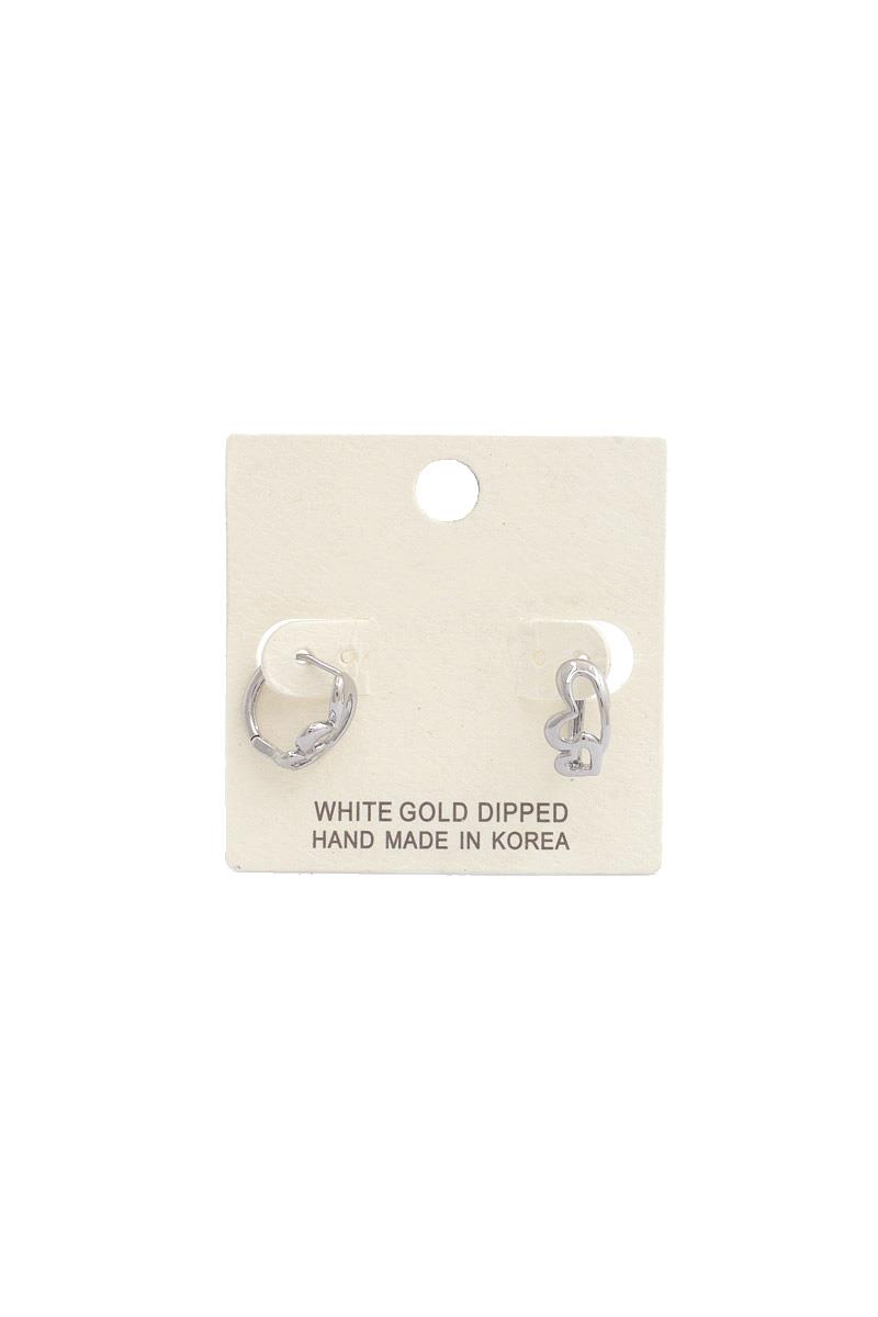 DAINTY DOUBLE HEART HUGGIE EARRING