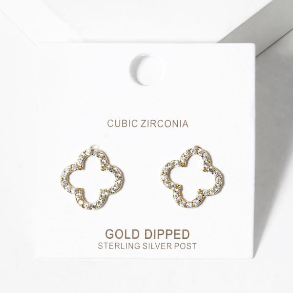 GOLD DIPPED CUBIC ZIRCONIA FLOWER EARRING