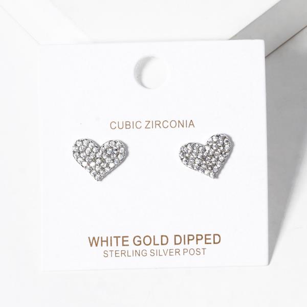 GOLD DIPPED CZ HEART STUD EARRING