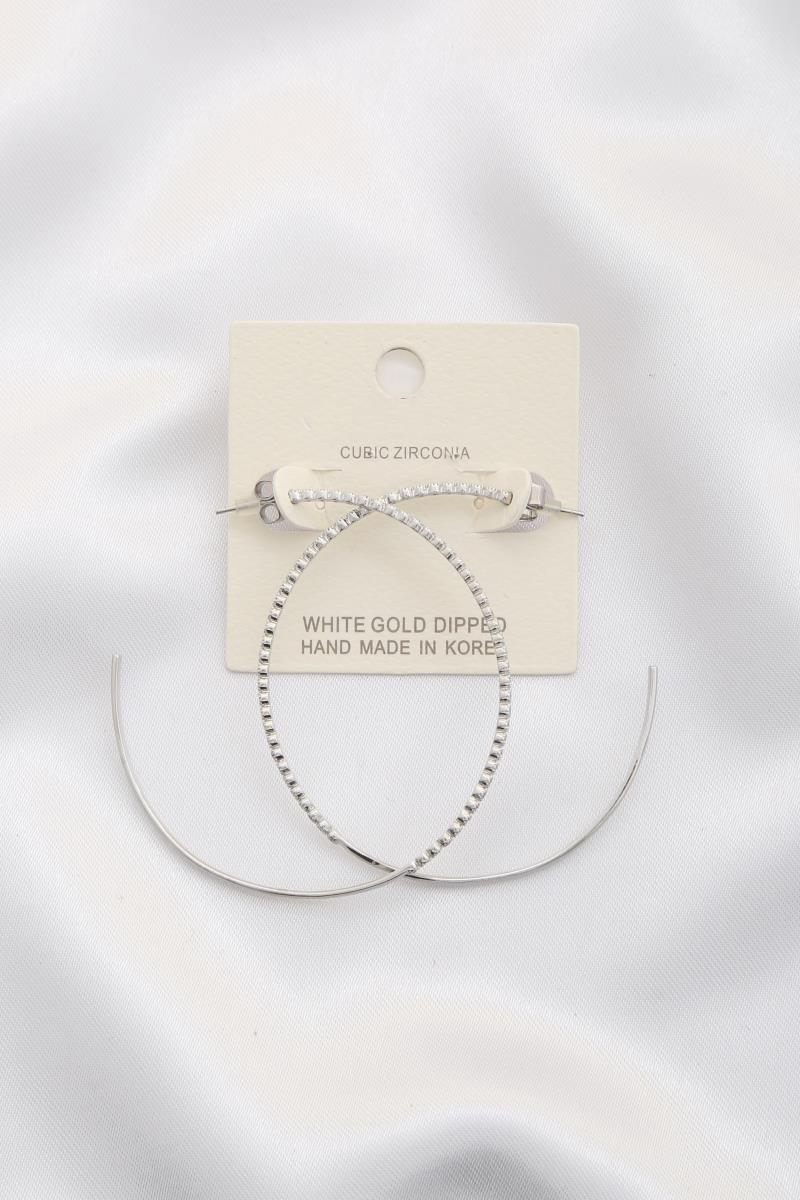 RHINESTONE EDGE OPEN HOOP EARRING