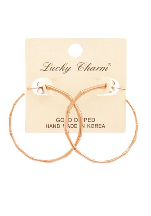 FASHION BAMBOO SHAPE 1.75 INCH HOOP EARRING