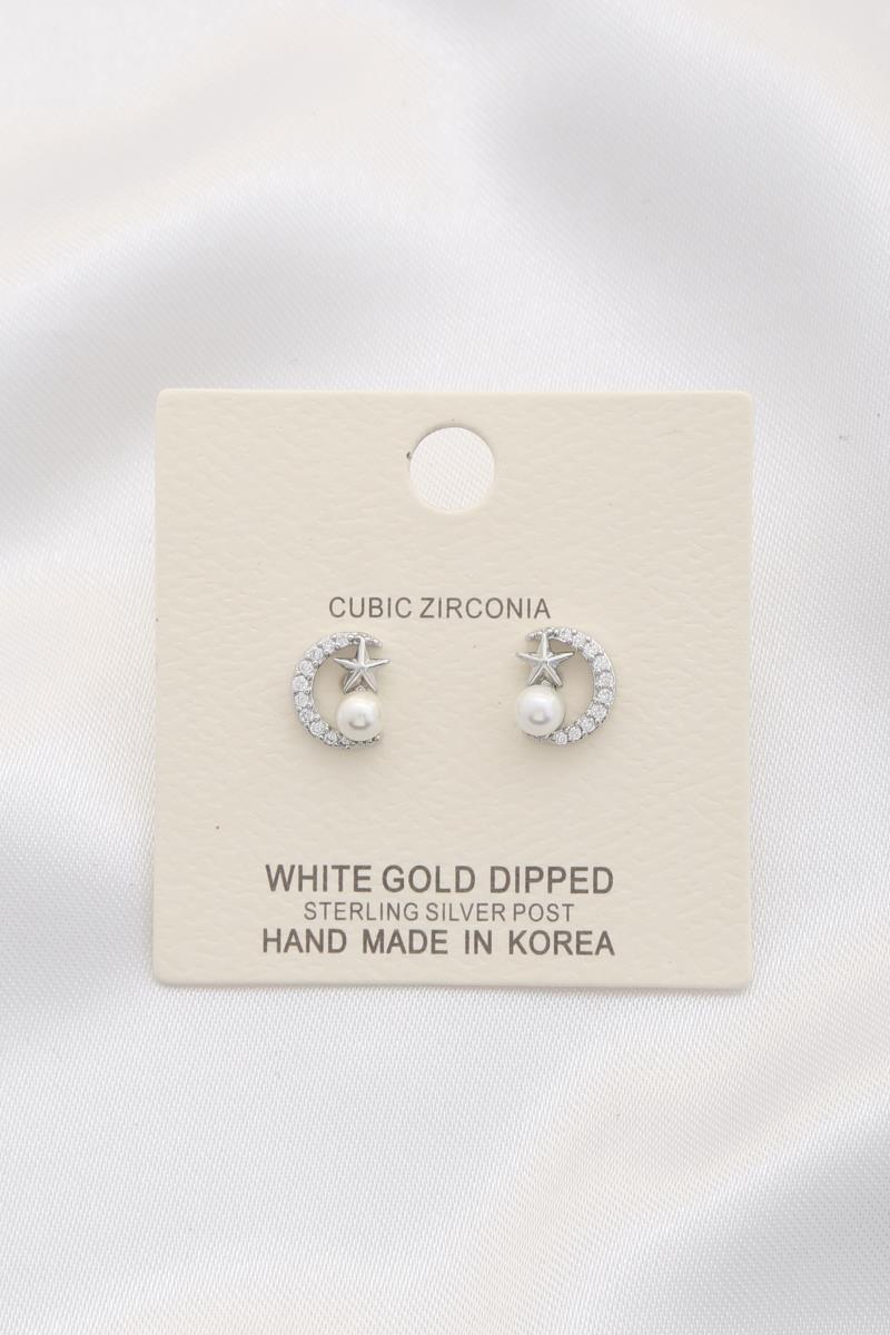 MOON STAR PEARL STUD EARRING