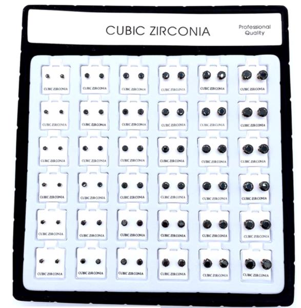 CUBIC ZIRCONIA STUD EARRING (12 UNITS)