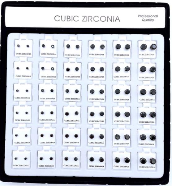 CUBIC ZIRCONIA STUD EARRING (12 UNITS)