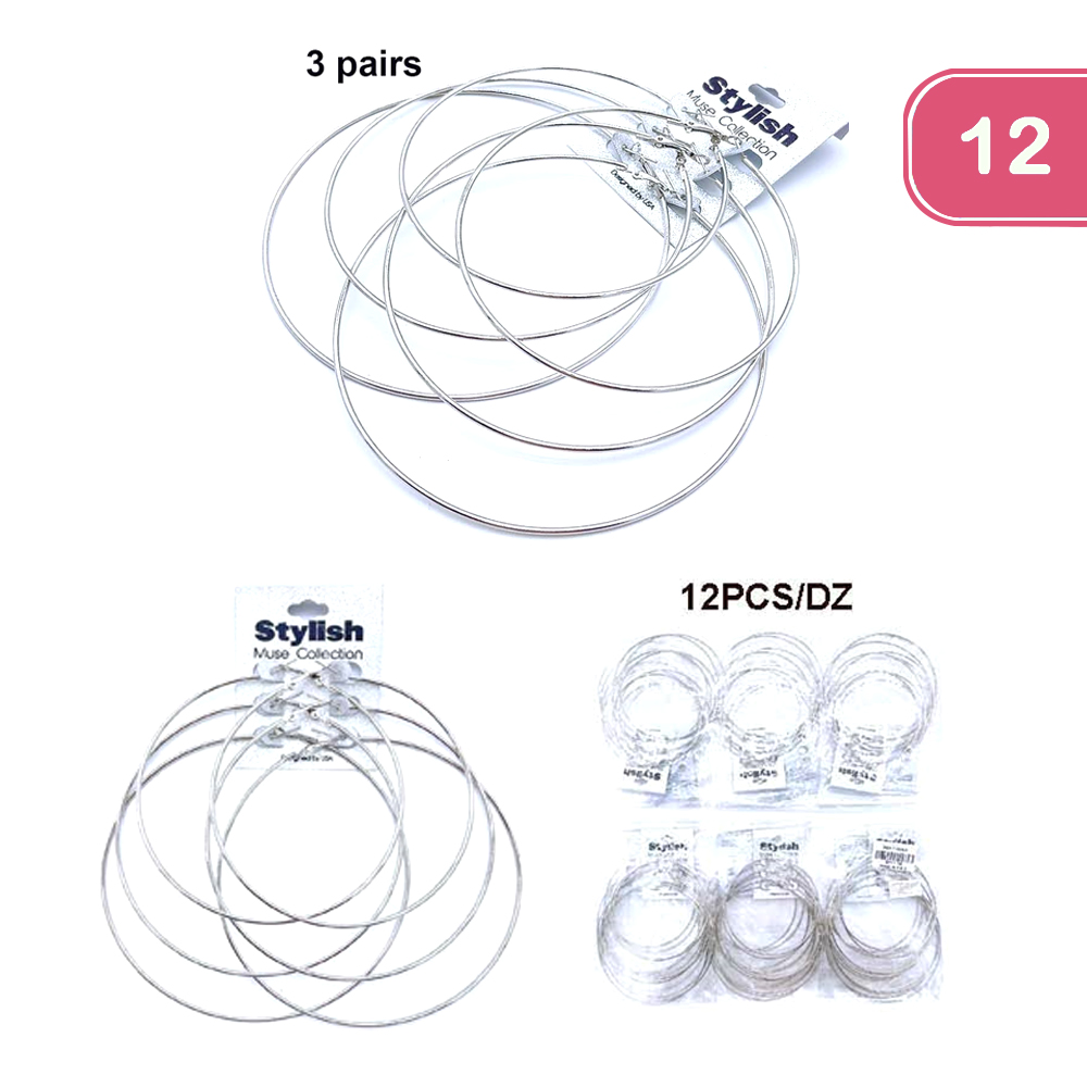 FASHION METAL HOOP EARRING (12 UNITS)