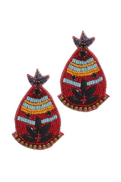 BEADED POST DROP EARRING