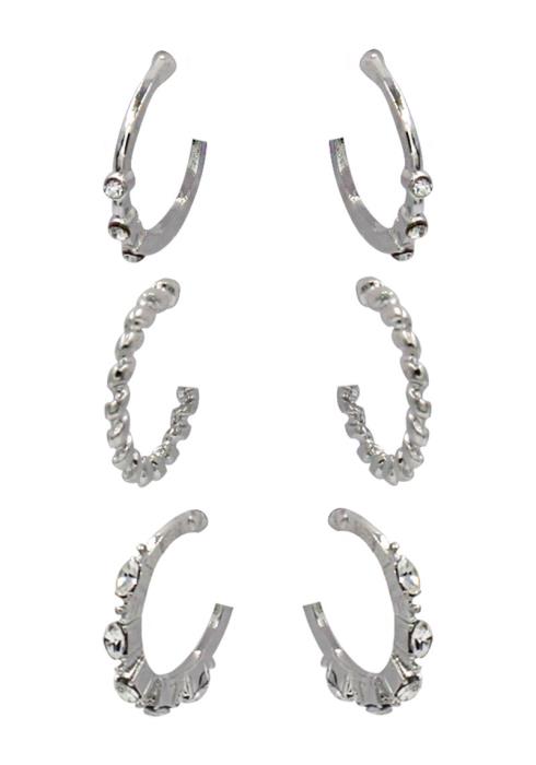 CRYSTAL TWIST CUT ROUND EARRING 3 PC SET