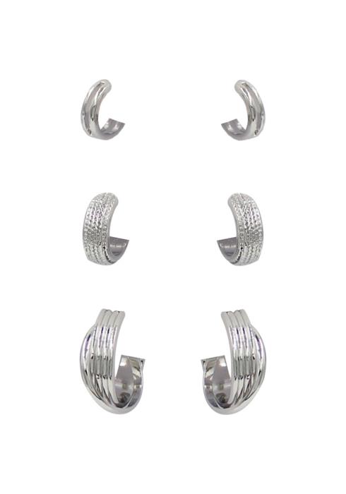 MODERN METAL UNIQUE DESIGN CUFF EARRING 3 PC SET