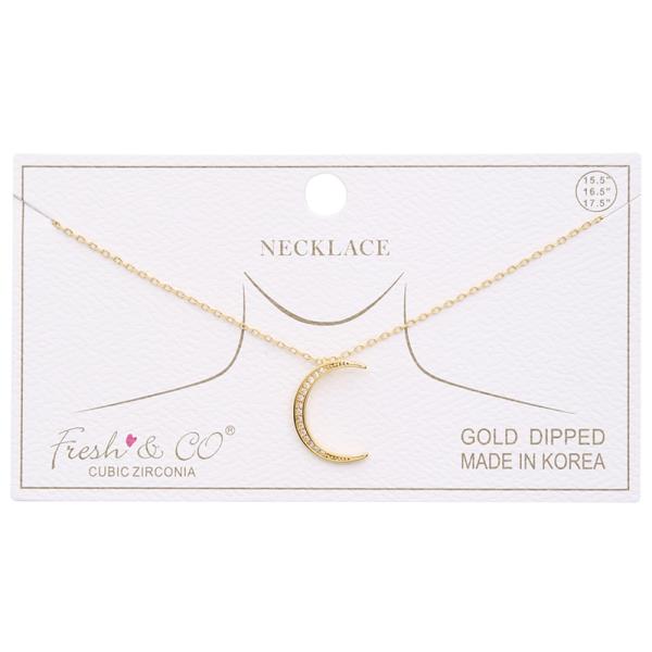 CRESCENT MOON CHARM GOLD DIPPED NECKLACE