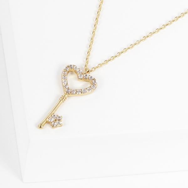 GOLD DIPPED HEART KEY PENDANT NECKLACE