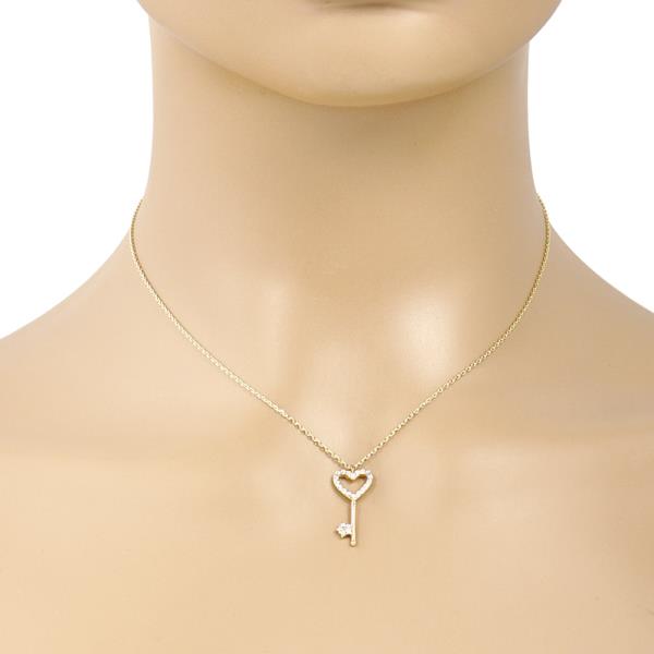 GOLD DIPPED HEART KEY PENDANT NECKLACE