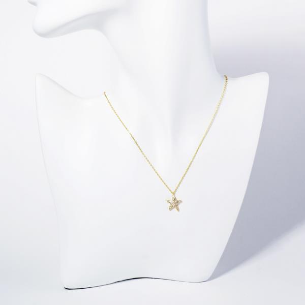 GOLD DIPPED CZ STARFISH PENDANT NECKLACE