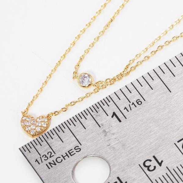 GOLD DIPPED CZ HEART LAYERED PENDANT NECKLACE