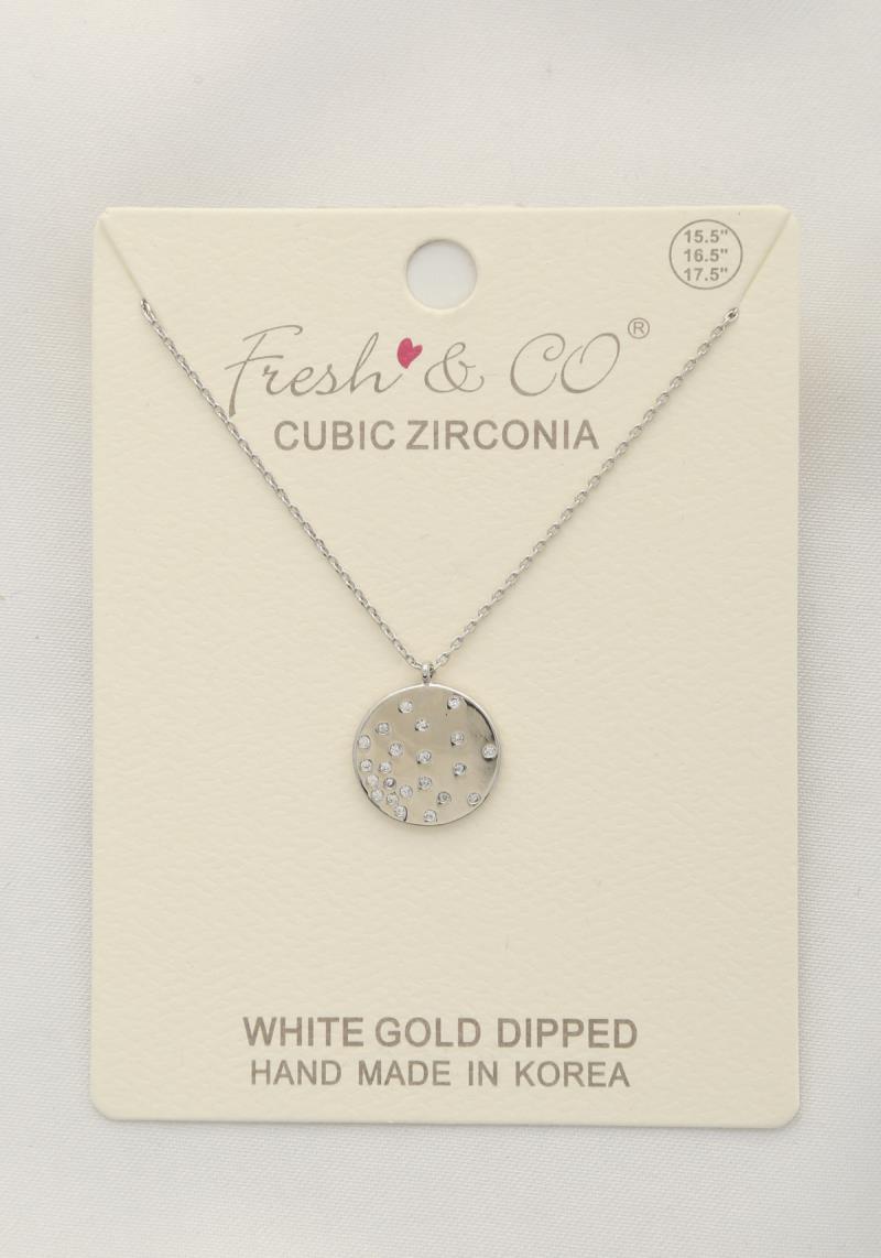 METAL COIN WHITE GOLD DIPPED NECKLACE