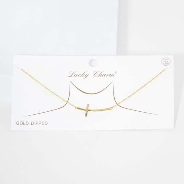 GOLD DIPPED CROSS DAINTY NECKLACE