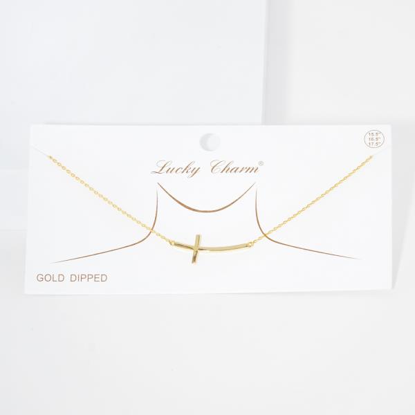 GOLD DIPPED CROSS DAINTY NECKLACE